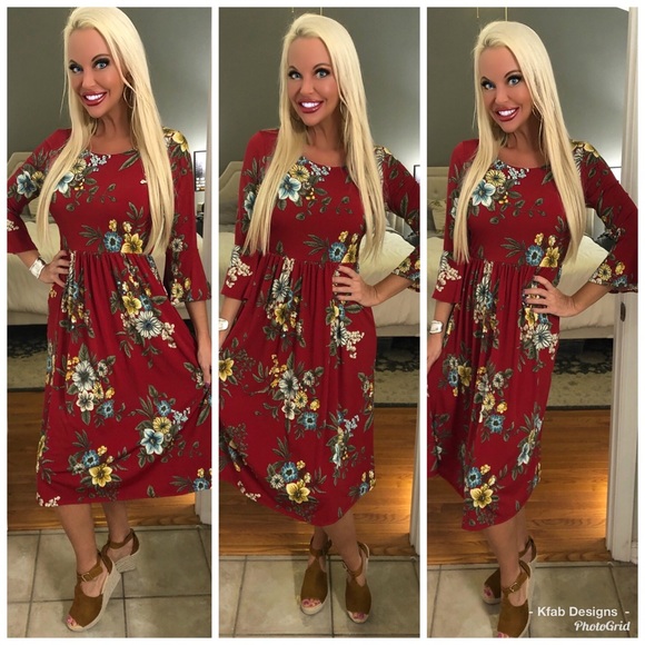 ❤️LAST 1! Stunning Red Ruffle Midi Dress! - Picture 2 of 3